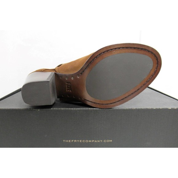 Frye Dani Shield Slingback Sandal Heels Open Toe Suede Wood Brown Size 9 - Picture 7 of 7